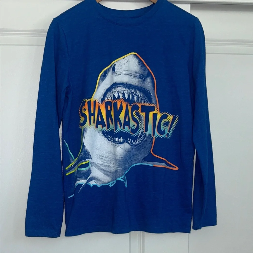 Sharkastic! Boys' Long Sleeve Graphic Tee - Blue